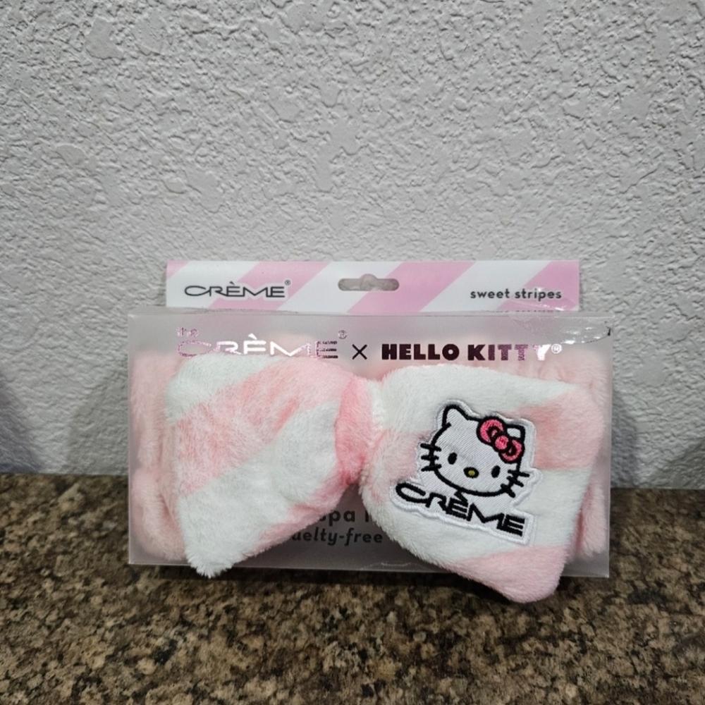 Hello Kitty Pink and White Striped Spa Headband